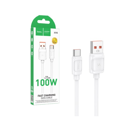 Cabo Hoco X115 Surpass Tipo-C 100W 5,0A 1m Branco